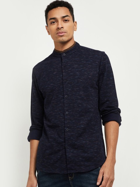 

max Men Blue Micro Ditsy Printed Casual Shirt
