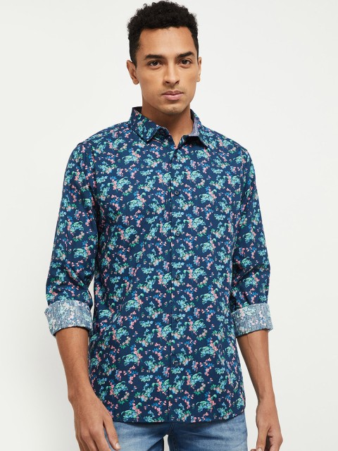 

max Men Blue Floral Printed Casual Shirt