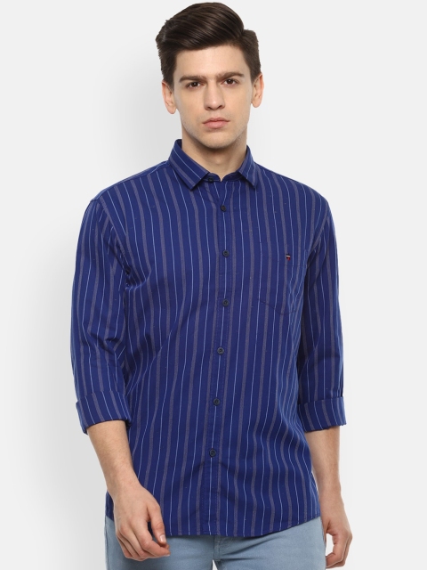 

Louis Philippe Sport Men Blue Slim Fit Opaque Striped Pure Cotton Casual Shirt