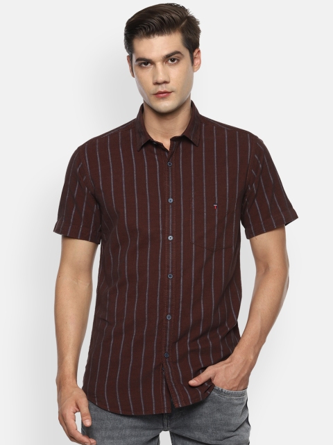 

Louis Philippe Sport Men Maroon Slim Fit Striped Cotton Casual Shirt