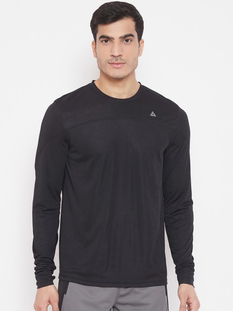 

ATHLISIS Men Black Solid Rapid Dry Running T-shirt