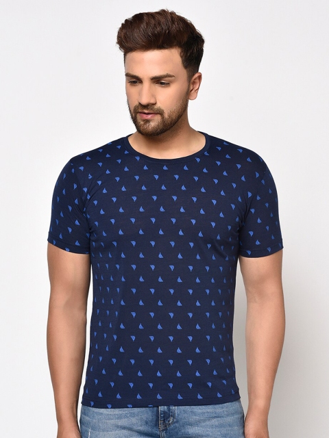 

ELEGANCE Men Navy Blue Printed T-shirt