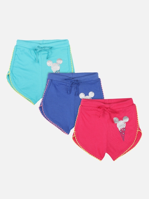 

Bodycare Kids Girls Multicoloured Pack of 3 Printed Mid-Rise Regular Shorts, Multi