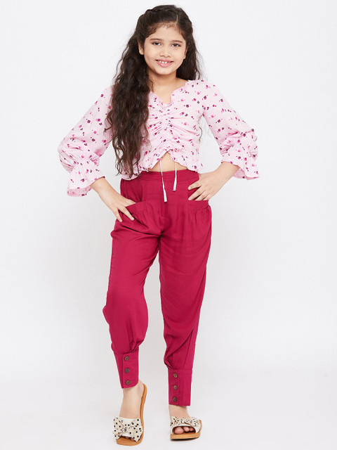 

Stylo Bug Girls Pink & White Printed Top with Trousers