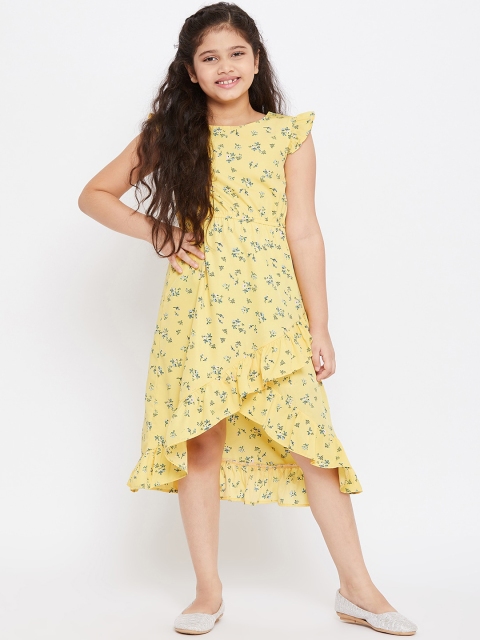 

Stylo Bug Yellow Floral Crepe Midi Dress