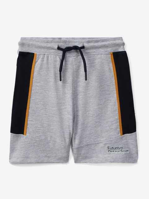 

Octave Boys Grey and Black Colourblocked Mid-Rise Shorts