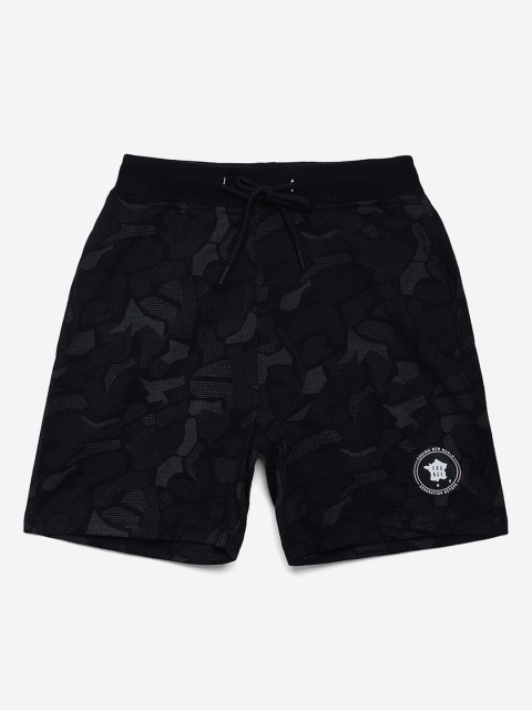 

Octave Boys Black Camouflage Printed Mid-Rise Sports Shorts