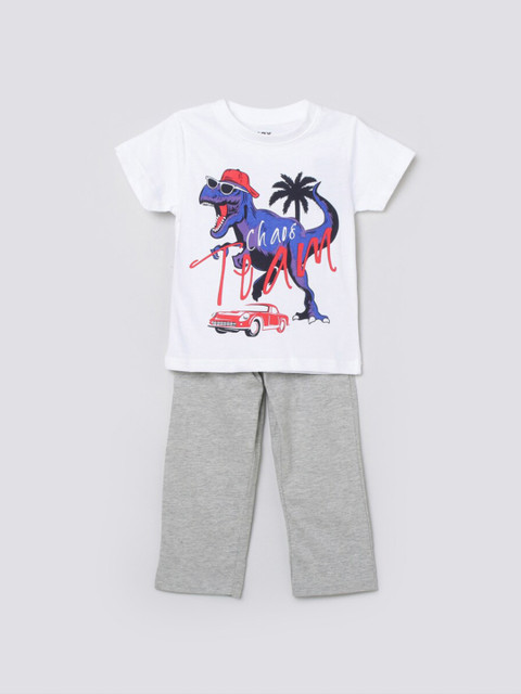 

max Boys White & Blue Humour and Comic Printed T-shirt