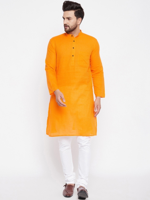 

even Men Yellow Woven Design Kurta