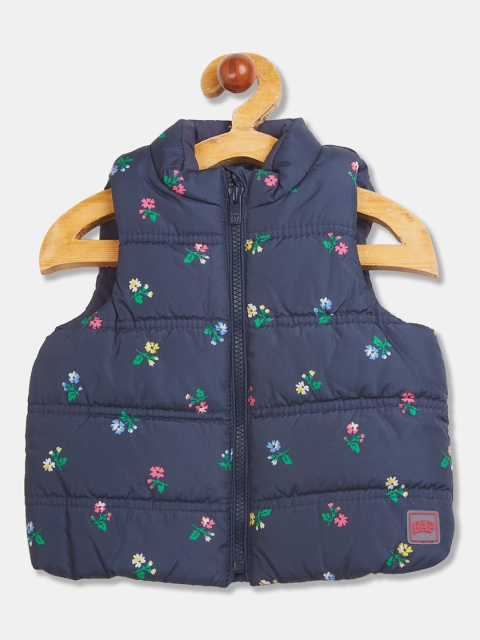 

GAP Girls Navy Blue Floral Quilted Jacket