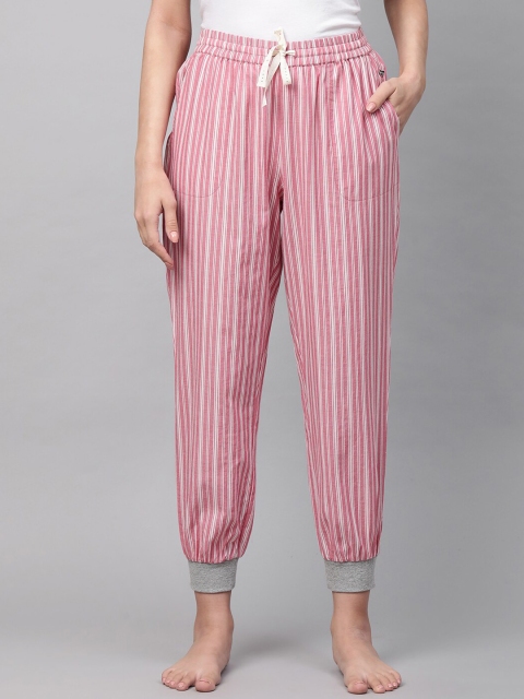

Chemistry Womens Pink Printed Striped Jogger Cotton Pyjama