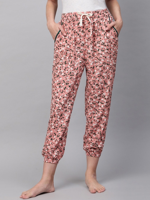 

Chemistry Womens Pink Viscose Rayon Printed Jogger Pyjama