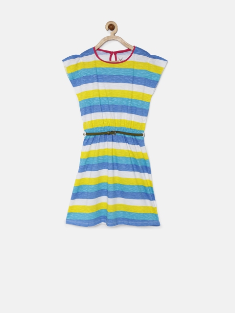 

Allen Solly Junior Girls Multicolour Striped Blouson Dress, Multi