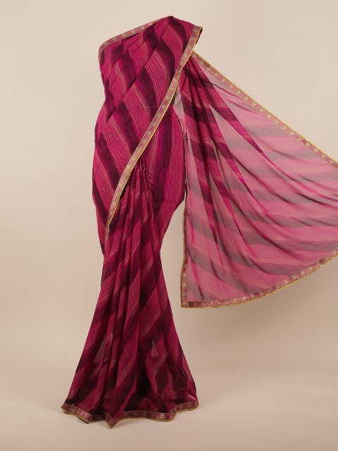 

Pothys Violet & Gold-Toned Striped Saree