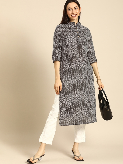 

Anouk Women Black & White Printed Kurta