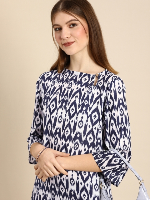 

Anouk Women White Printed Regular Pure Cotton Kurta with Trousers