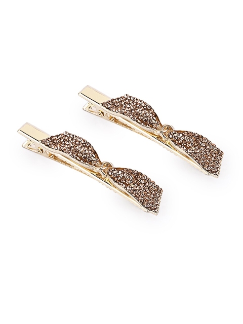 

BuckleUp Girls Gold-Toned Set of 2 Embellished Alligator Hair Clip