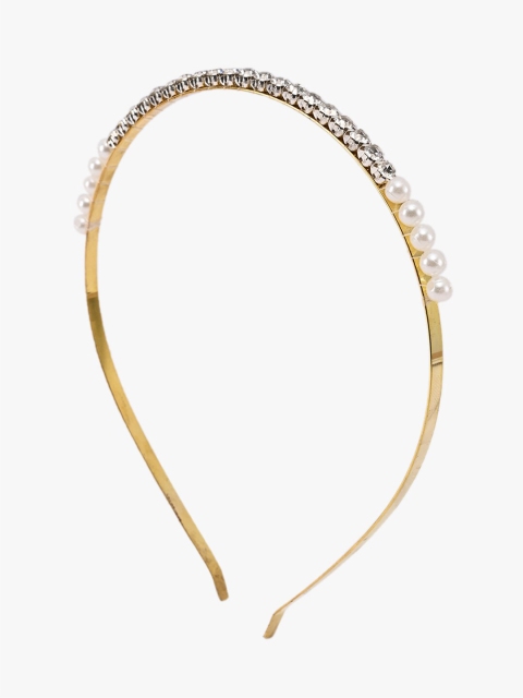 

BuckleUp Girls Gold-Toned & White Embellished Hairband