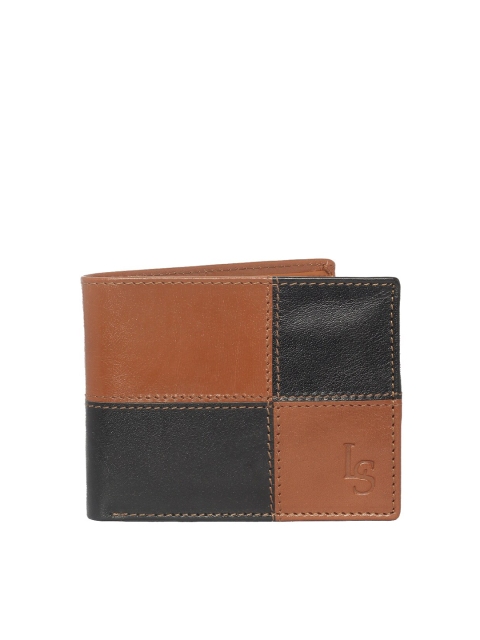 

LOUIS STITCH Men Black & Tan Colourblocked Leather Two Fold Wallet with RFID