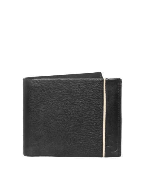 

LOUIS STITCH Men Black Textured Leather Two Fold Wallet with RFID