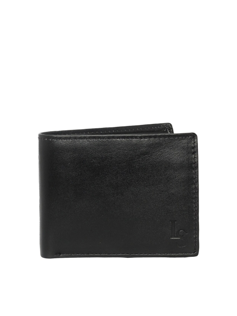 

LOUIS STITCH Men Black Textured Leather Two Fold Wallet with RFID