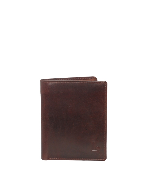 

LOUIS STITCH Men Brown Textured Leather Two Fold Wallet with RFID