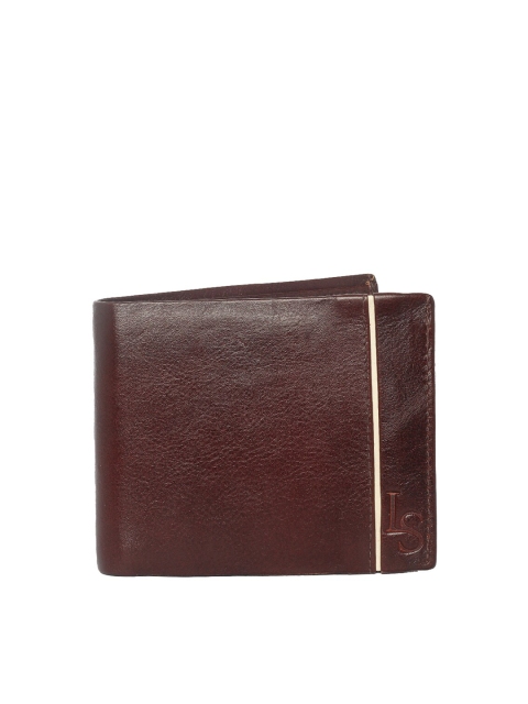 

LOUIS STITCH Men Brown Textured Leather Two Fold Wallet with RFID
