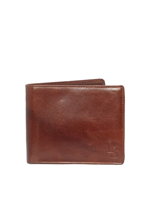 

LOUIS STITCH Men Brown Textured Leather Two Fold Wallet with RFID
