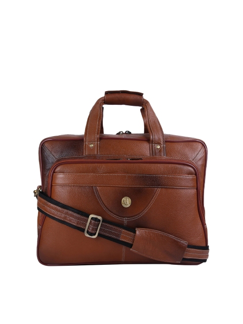 

HiLEDER Unisex Tan Textured Leather Laptop Bag