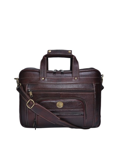 

HiLEDER Unisex Brown Textured Leather Laptop Bag