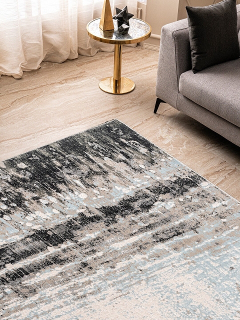 

DDecor Cream-Coloured & Black Printed Small Carpet