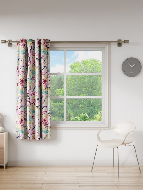 

DDecor Off White & Pink Floral Sheer Window Curtain