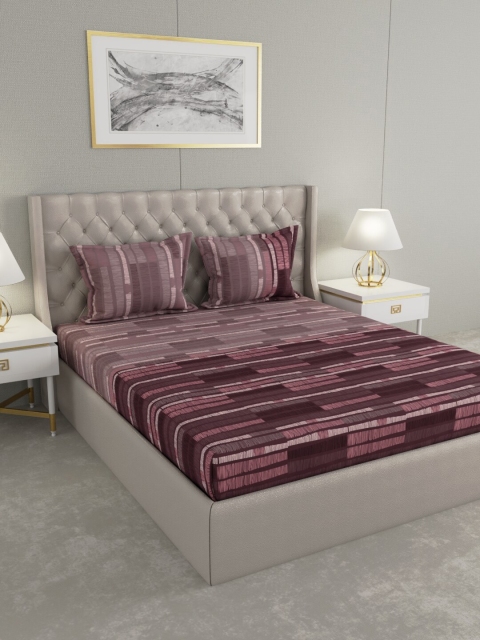 

Raymond Home Purple & Pink Geometric 160 TC Cotton King Bedsheet with 2 Pillow Covers