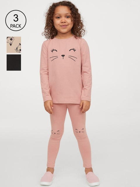

H&M Girls 3-pack leggings, Black