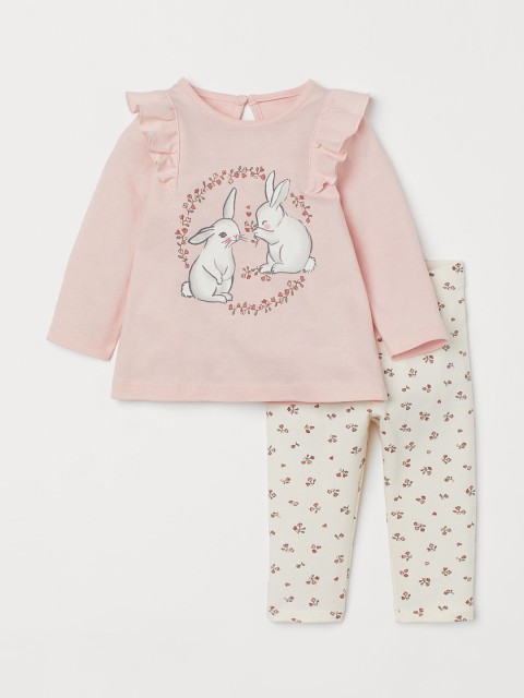 

H&M Girls 2-piece jersey set, White