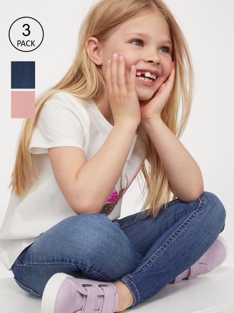 

H&M Girls Pink & Blue 3-pack denim leggings