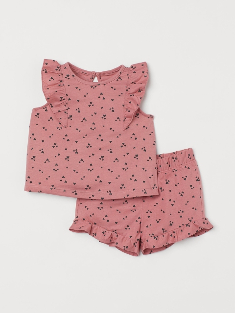 

H&M Girls Pink 2-piece frill-trimmed set