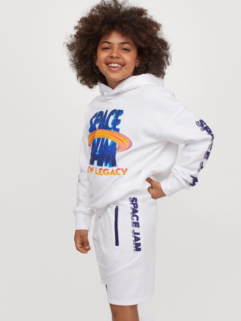

H&M Boys White Printed sweatshirt shorts