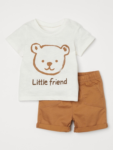 

H&M Boys White & Brown 2-piece cotton set