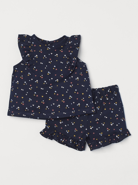 

H&M Girls Blue 2-piece frill-trimmed set