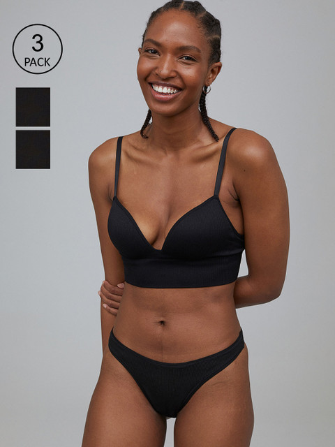

H&M Women Black 3-Pack Jersey Brazilian Briefs - 0973303005