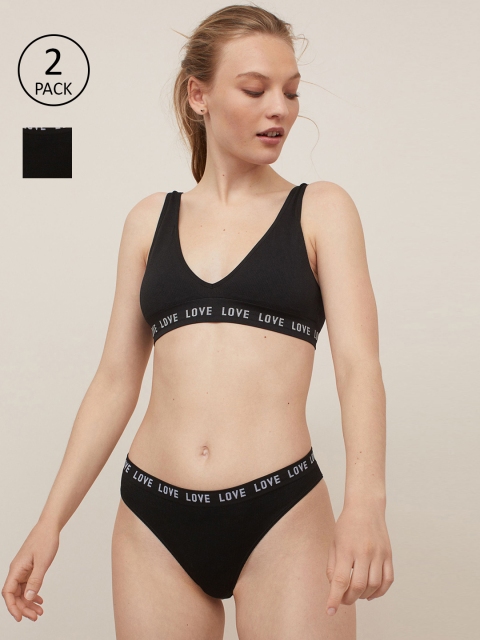 

H&M Women Black 2-Pack Seamless Briefs - 0976984001