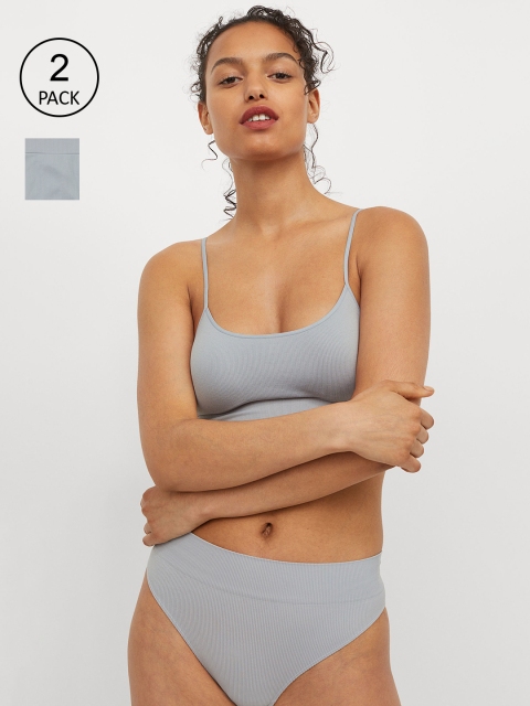 

H&M Women Grey 2-Pack Brazilian Briefs - 0942947007