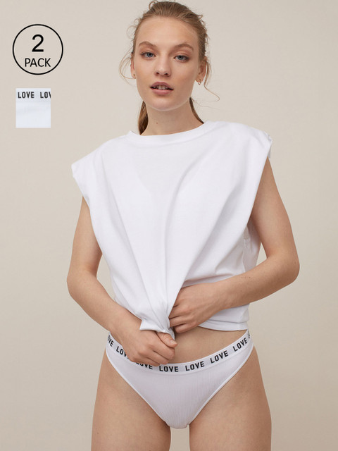 

H&M Women White 2-Pack Seamless Bikini Briefs - 0976986002