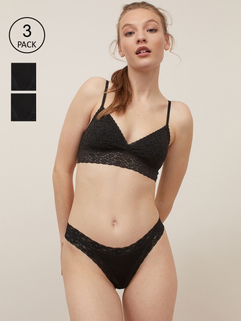 

H&M Women Black 3-Pack Brazilian Briefs 0985302003
