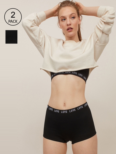 

H&M Women Black 2-Pack Seamless Shortie Briefs 0985240001