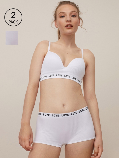 

H&M Women White 2-Pack Seamless Shortie Briefs 0985240002