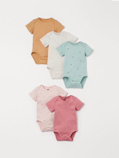 

H&M Girls Pink & Turquoise 5-pack short-sleeved bodysuits