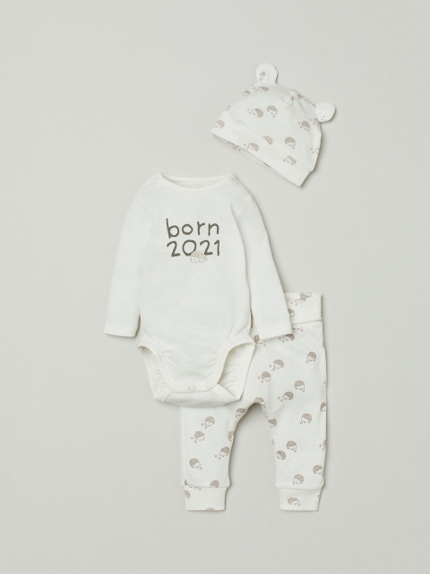 

H&M Girls White 3-piece cotton set
