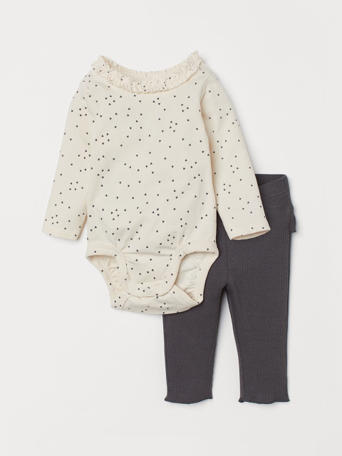 

H&M Girls White & Grey 2-piece cotton set